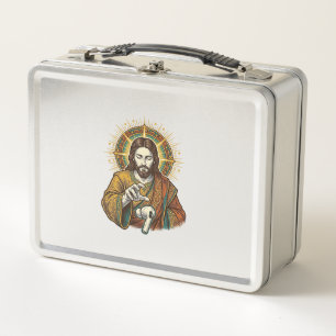 Jesus ließ kabelloses Earbud unter Schreibtisch Te Metall Brotdose