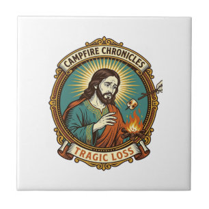 Jesus ließ Marshmallow Lagerfeuer Party Fail Humor Fliese
