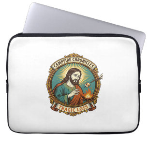 Jesus ließ Marshmallow Lagerfeuer Party Fail Humor Laptopschutzhülle