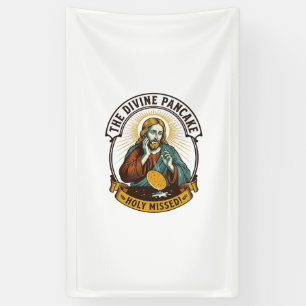 Jesus ließ perfekten Pfannkuchen fallen, der das W Banner