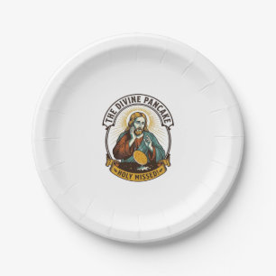 Jesus ließ perfekten Pfannkuchen fallen, der das W Pappteller