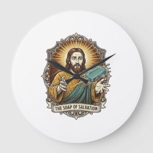 Jesus ließ rutschige Seife Dusche ungeschickt Bade Große Wanduhr