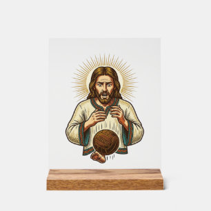 Jesus ließ schweren Medizinball fallen Zeh Schmerz Acrylschild