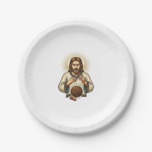 Jesus ließ schweren Medizinball fallen Zeh Schmerz Pappteller
