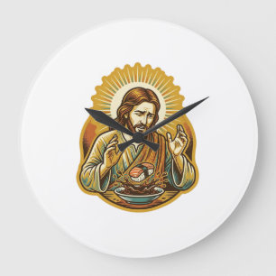Jesus ließ Sushi in Sojasauce fallen Food Humor Große Wanduhr