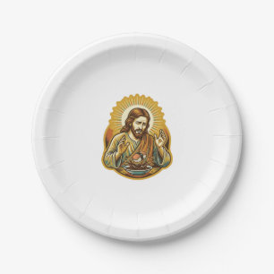 Jesus ließ Sushi in Sojasauce fallen Spritzer Food Pappteller