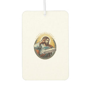 Jesus ließ Telefon Gesicht flach Beton Panik Bilds Autolufterfrischer