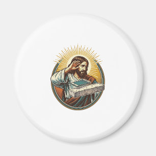 Jesus ließ Telefon Gesicht flach Beton Panik Bilds Magnet