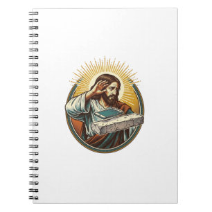 Jesus ließ Telefon Gesicht flach Beton Panik Bilds Notizblock