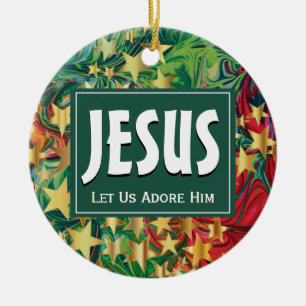 JESUS Ließ uns Adore Ihm Weihnachten Keramik Ornament