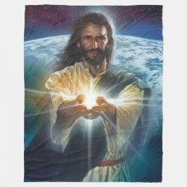 JESUS LIGHT IN HÄNDEN FLEECEDECKE