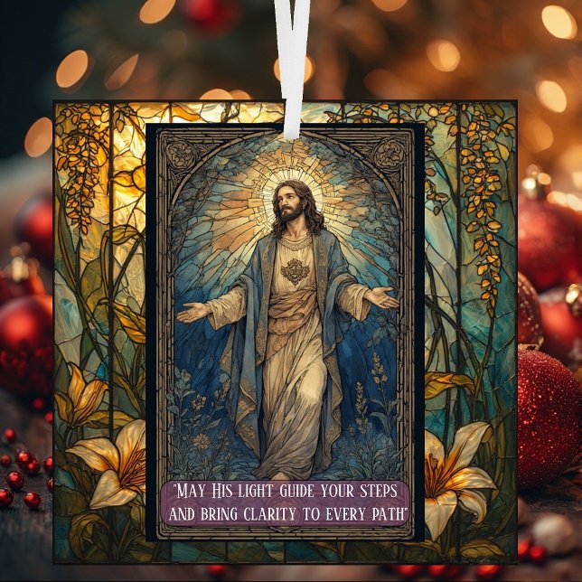 Jesus Light of the World Religious Christmas Quote Ornament Aus Glas (Jesus Light of the World Religious Christmas Quote Glass Ornament)