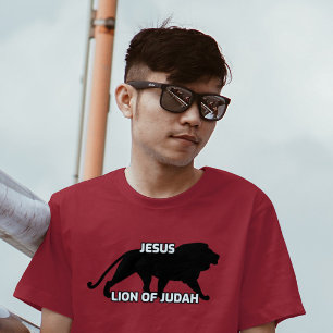 JESUS LION JUDAH CHRISTLICHE T - SHIRT RED