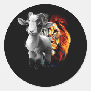 Jesus Lion Lamb Christlicher Gott Christlich Reli Runder Aufkleber