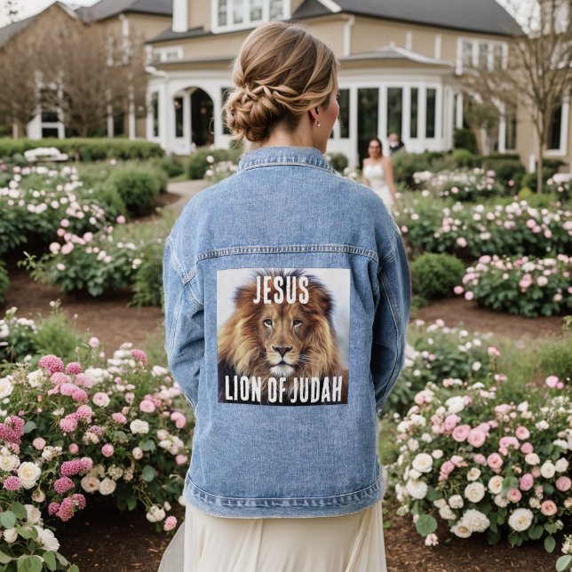 JESUS LION OF JUDAH Denim jean Jacket Jeansjacke (Hochzeit Rückseite)