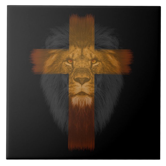 Jesus Lion von Juda Keramik Tile Fliese (Vorderseite)