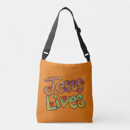 Jesus Lives Retro Orange Custom Name Tragetaschen Mit Langen Trägern