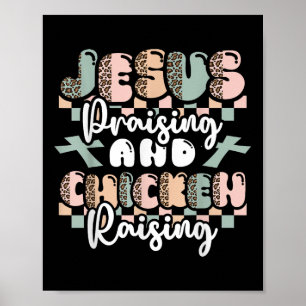 Jesus lobt Hühnchen Christliche Funny Far Poster