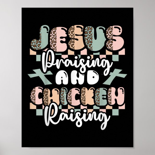 Jesus lobt Hühnchen Christliche Funny Far Poster (Vorne)