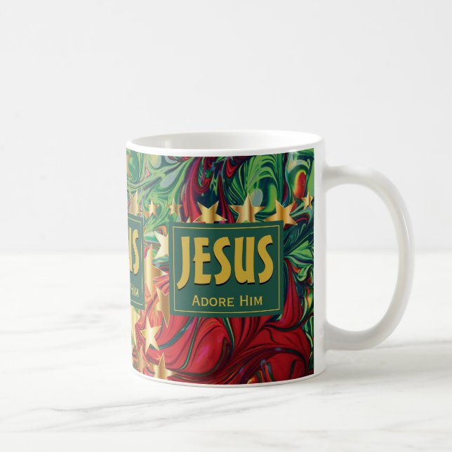 JESUS Loise Worship Adore STARS Weihnachten Kaffeetasse (Rechts)