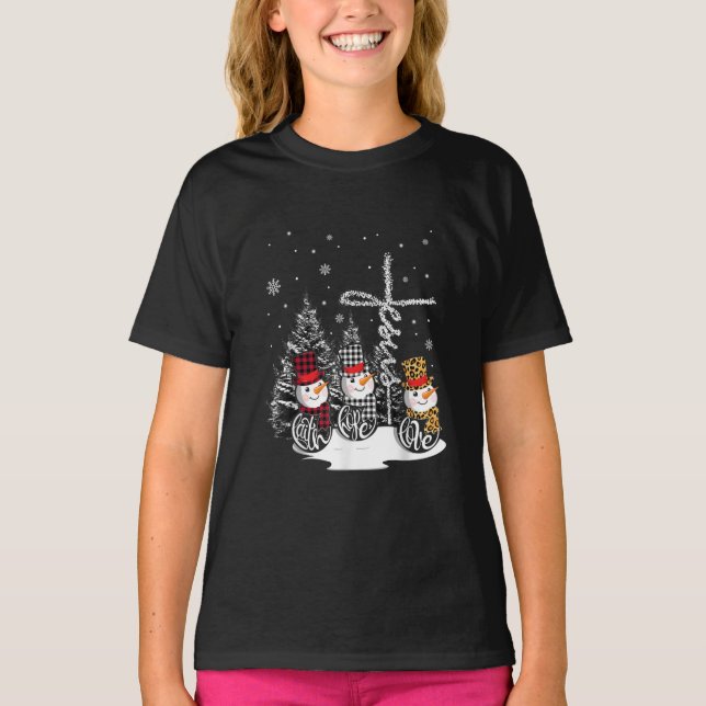 Jesus Love Jesus Faith | Hope Love Snowman T-Shirt (Vorderseite)