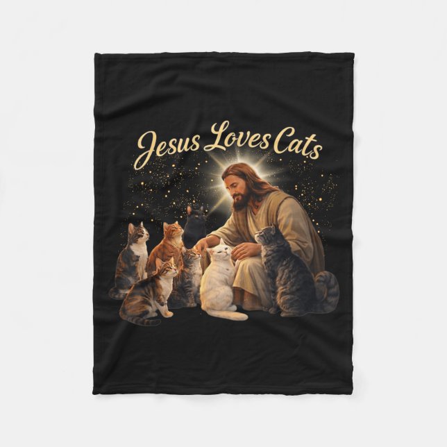 Jesus Loves Cats Christian Cat Lover Jesus Hugs Ca Fleecedecke (Vorderseite)