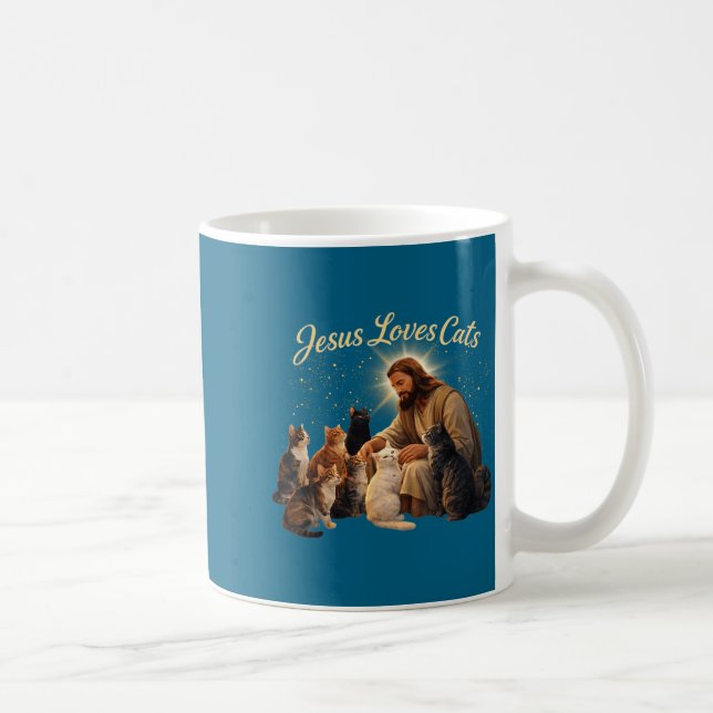 Jesus Loves Cats Christian Cat Lover Jesus Hugs Ca Kaffeetasse (Rechts)