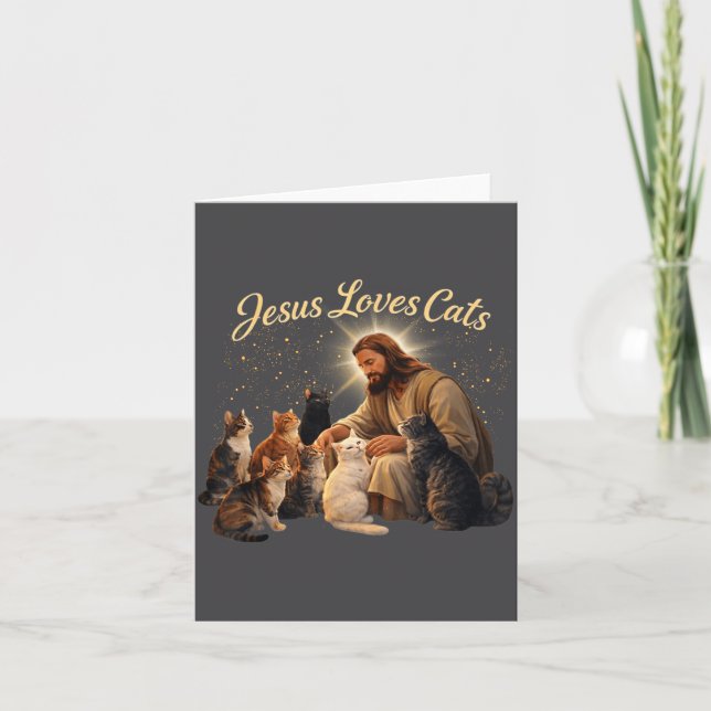 Jesus Loves Cats Christian Cat Lover Jesus Hugs Ca Karte (Vorderseite)