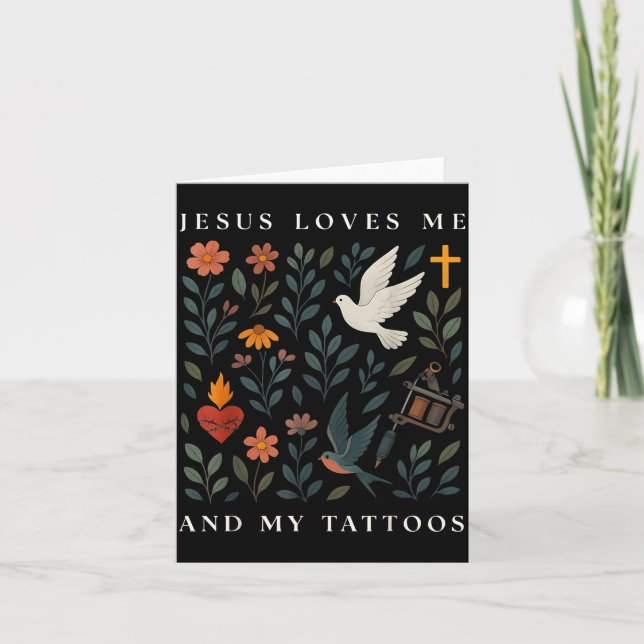 Jesus Loves Me And My Tattoos  Karte (Vorderseite)