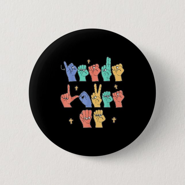 Jesus Loves Me Asl Christian Jesus Toddler You Sig Button (Vorderseite)