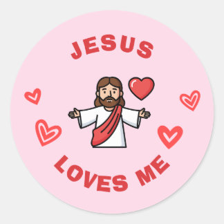 Jesus Loves Me | Children's Christian Valentine Runder Aufkleber
