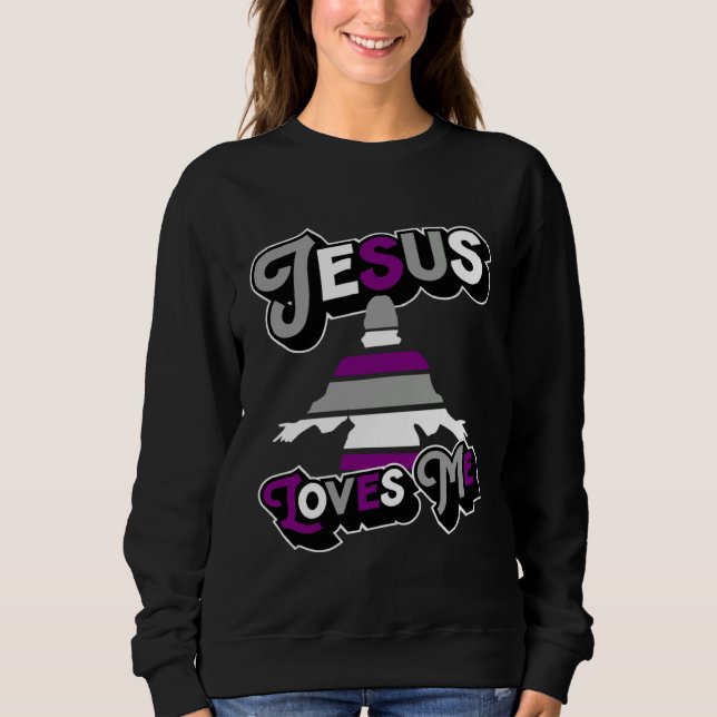 Jesus Loves Me Church Christian Asexual Pride Flag Sweatshirt (Vorderseite)