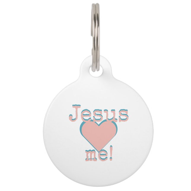 Jesus loves me  – Dog Collar – Hundehalsband Haustiermarke (Vorderseite)