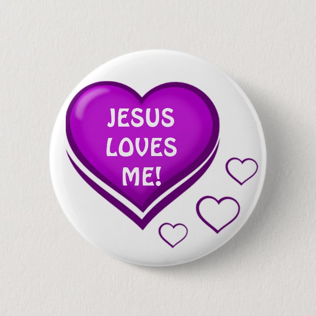 Jesus Loves Me!_ Purple Heart-Loves_ Button (Vorderseite)
