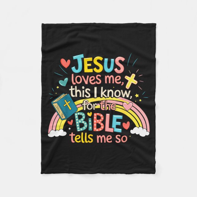 Jesus Loves Me This I Know Boys Kids Toddler Jesus Fleecedecke (Vorderseite)