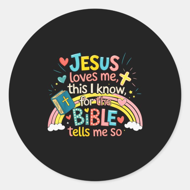 Jesus Loves Me This I Know Boys Kids Toddler Jesus Runder Aufkleber (Vorderseite)