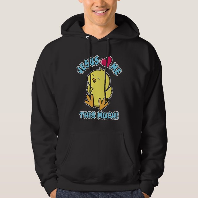 Jesus Loves Me This Much Christian Easter Cute Yel Hoodie (Vorderseite)