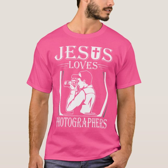 Jesus Loves Photographers Camera Photography T-Shirt (Vorderseite)