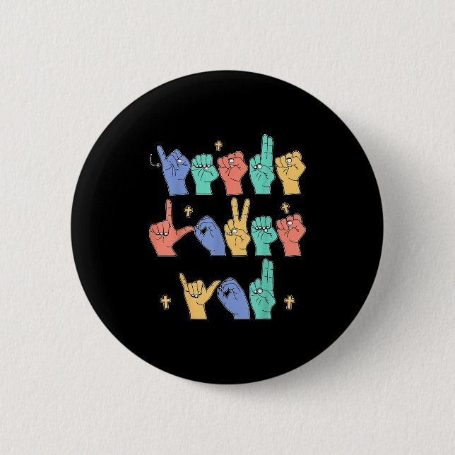 Jesus Loves You Asl Christian Jesus Toddler I Sign Button (Vorderseite)
