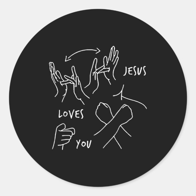 Jesus Loves You Asl Sign Language Christian  Runder Aufkleber (Vorderseite)