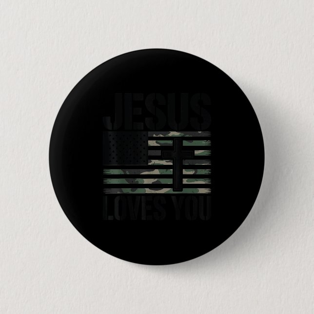 Jesus Loves You Camo Christian 4th July Men Women  Button (Vorderseite)