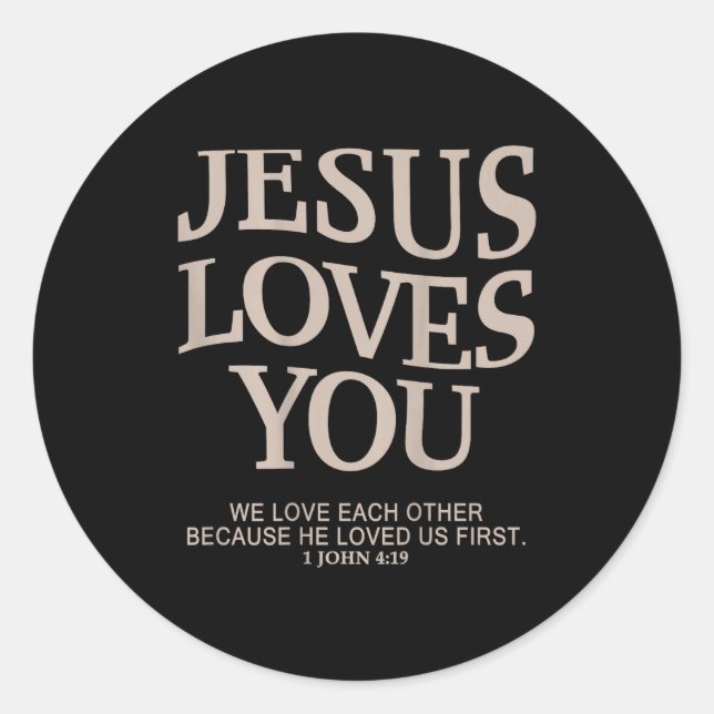 Jesus Loves You Christian  Runder Aufkleber (Vorderseite)