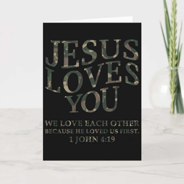 Jesus Loves You Me Camo Christian Youth Men God So Karte (Vorderseite)