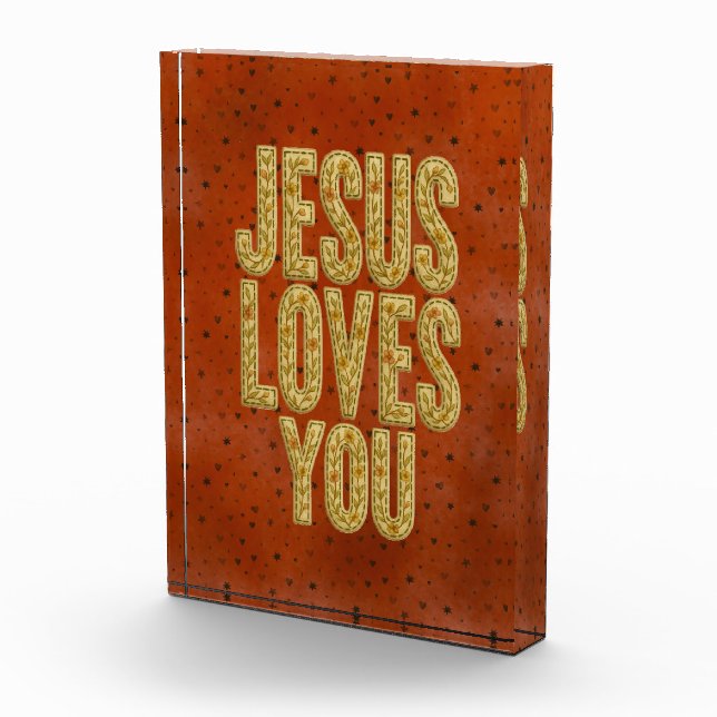 Jesus Loves You Rustic Christian Encouragement Fotoblock (Rechts)