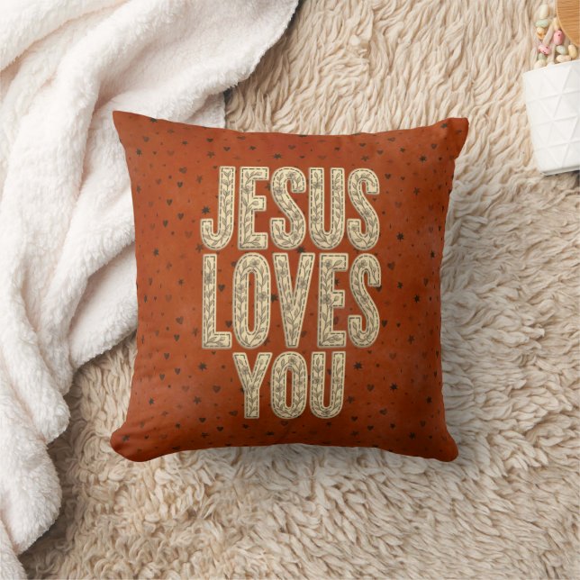 Jesus Loves You Rustic Christian Encouragement Kissen (Decke)