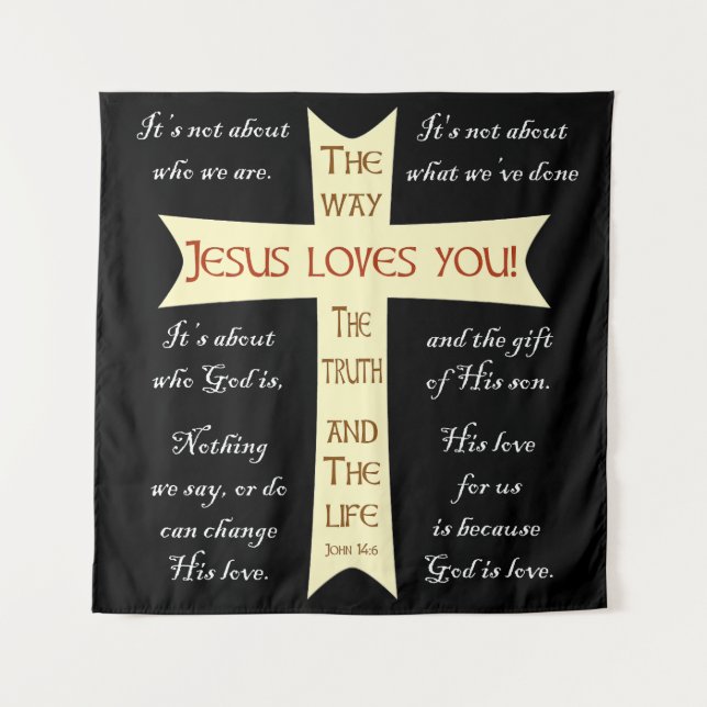 Jesus Loves You wall art Wandteppich (Vorderseite)