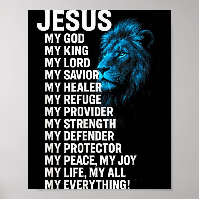Jesus - Löwe Christlicher König Herr Retter Glaube Poster (Vorne)