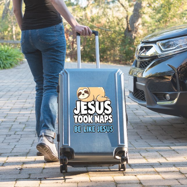 Jesus machte Nickerchen, lustige Faultier Aufkleber (Koffer Insitu)