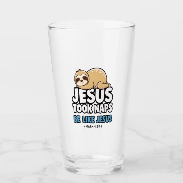 Jesus machte Nickerchen, lustige Faultier Glas (Vorderseite)