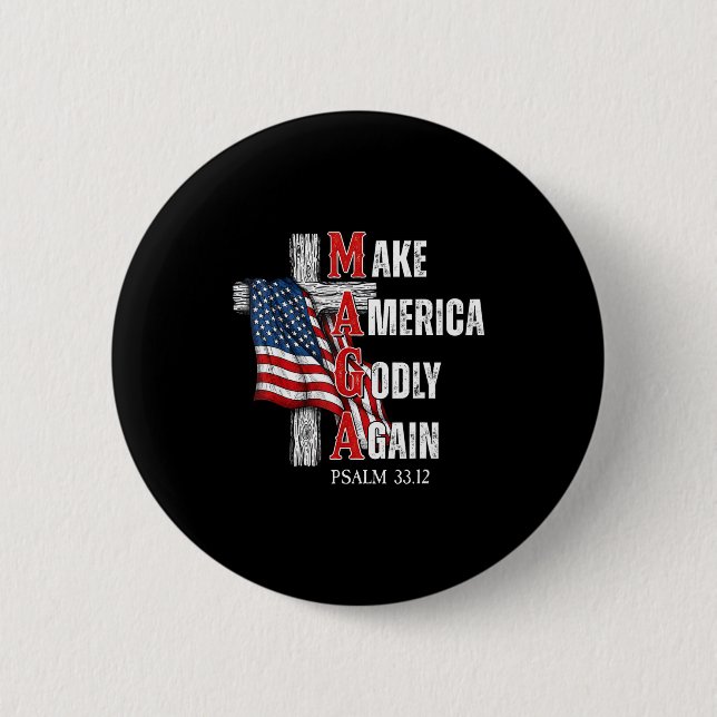 Jesus Make America Godly Again American Patriot Ch Button (Vorderseite)